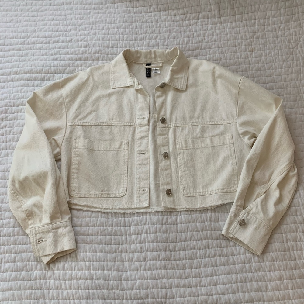 White H&M denim jacket size XS